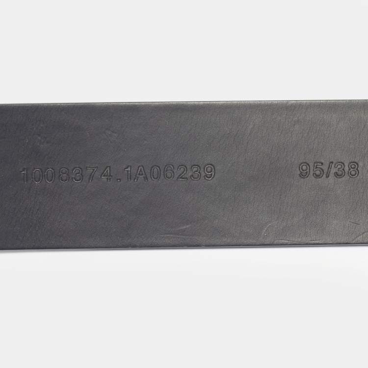 Pre Owned Versace Black Leather Studded Logo Greca Buckle Belt 95CM