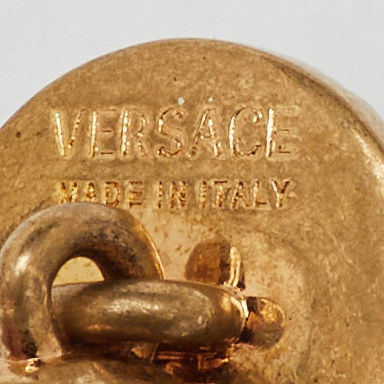 Pre Owned Versace Medusa Head Braided Bi-color Leather Toggle Bracelet