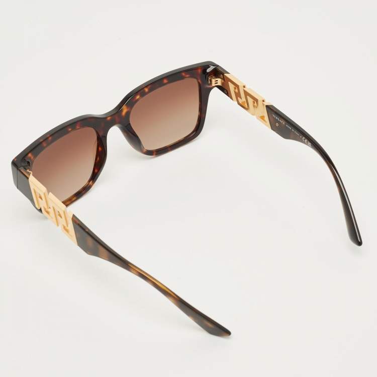 مملوكة مسبقًا نظارة شمسية مربعة فيرساتشي صدفة السلحفاة بني متدرج غريكا