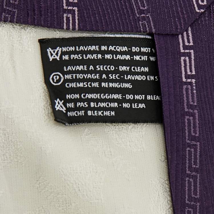 Pre Owned ربطة عنق فيرساتشي نمط غريكا حرير تقليدي أرجواني