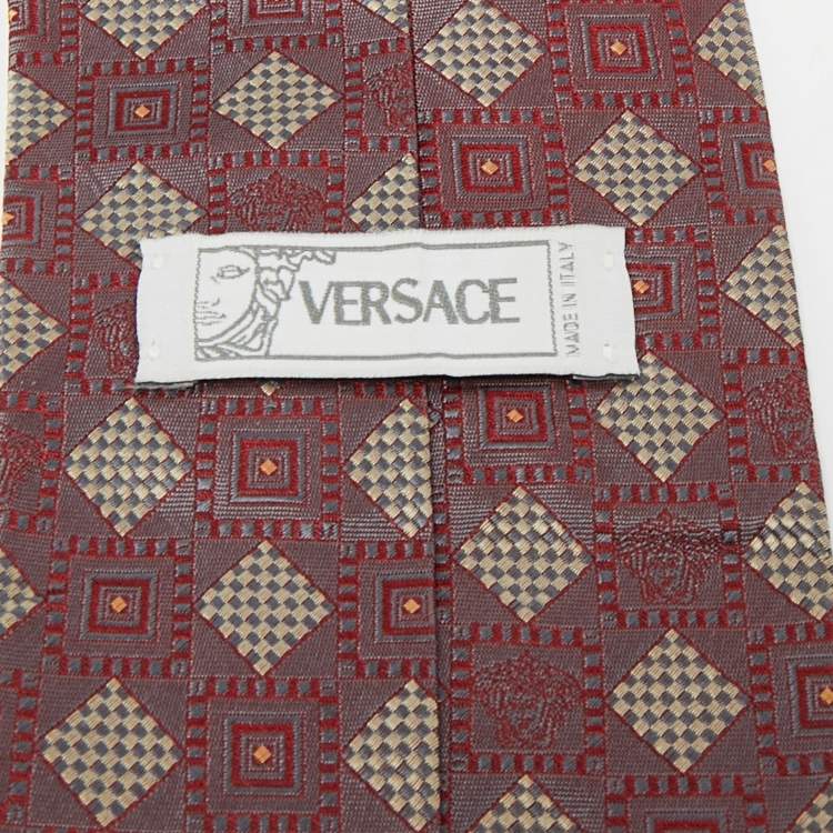 مملوكة مسبقًا ربطة عنق فيرساتشي حرير جاكار معدني أزرق فينتاج