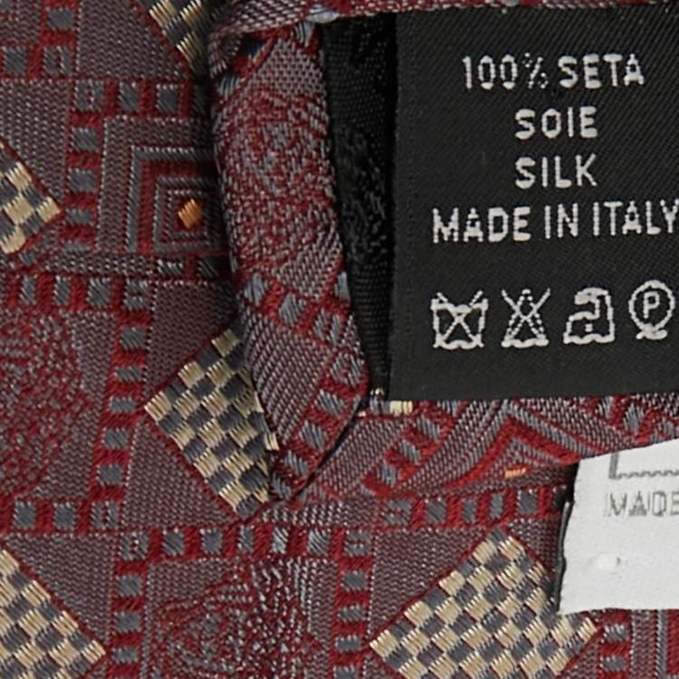 مملوكة مسبقًا ربطة عنق فيرساتشي حرير جاكار معدني أزرق فينتاج