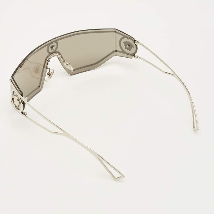 Pre Owned Versace Silver MOD 2226 Medusa Shield Sunglasses