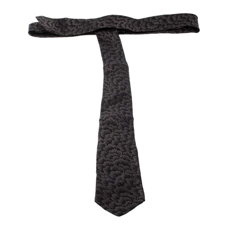 Pre Owned Gianni Versace Vintage Purple Floral Silk Jacquard Skinny Tie