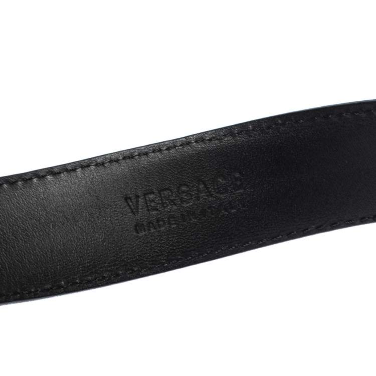 Pre Owned Versace Black Leather Classic Medusa Belt 105CM