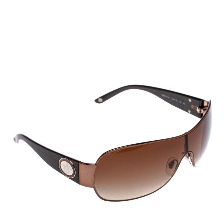 Versace Bronze Tone/Brown VE2101 Medusa Shield Sunglasses Versace | The ...