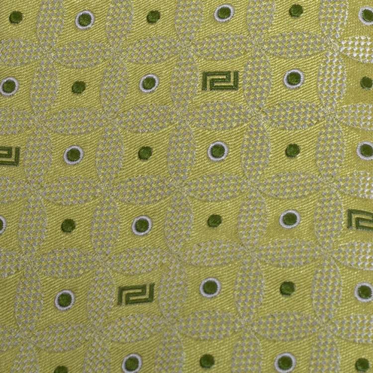 Pre Owned Versace Green Patterned Jacquard Silk Classic Tie