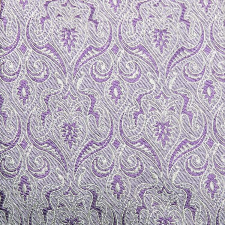 Pre Owned Versace White & Purple Jacquard Silk Tie