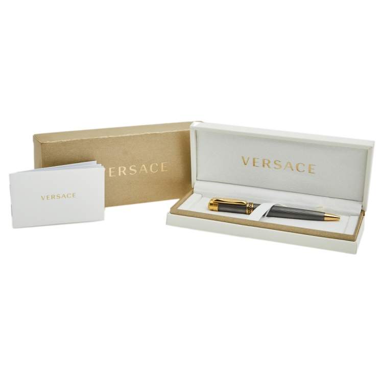 Pre Owned Versace Astrea VR7070015 Grey Gold Coated Steel  Ballpoint Pen 