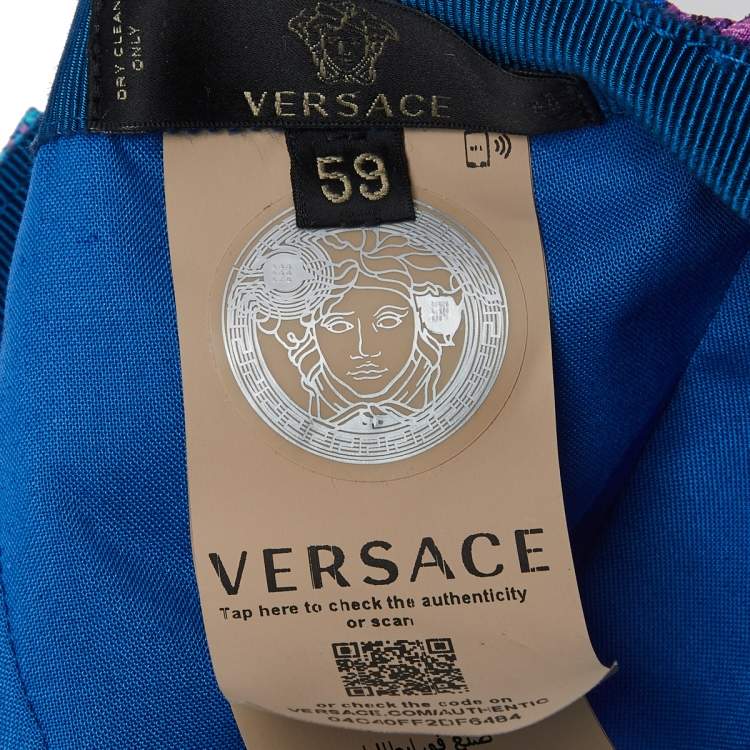 Pre Owned Versace Purple Baroque Print Silk Baseball Cap