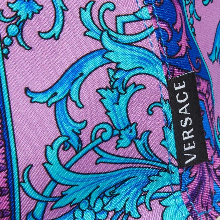 Pre Owned Versace Purple Baroque Print Silk Baseball Cap