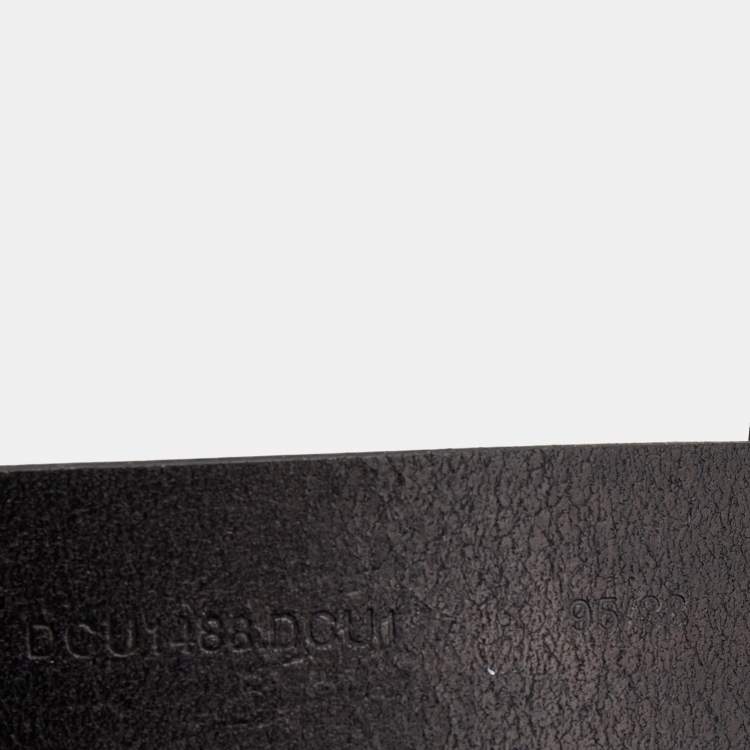 Pre Owned Versace Black Leather Snake Buckle Belt 95CM
