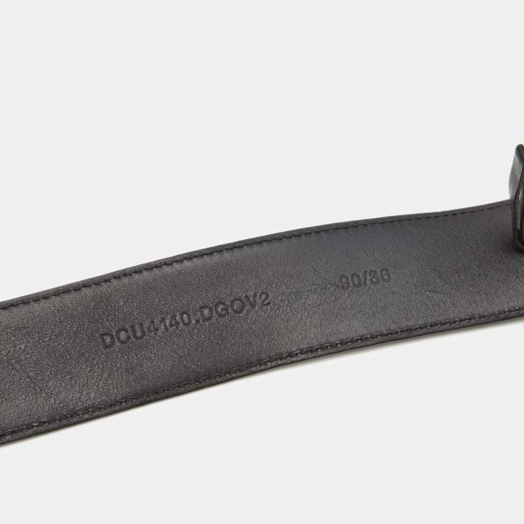 Pre Owned Versace Black Leather Medussa Head Belt 90CM