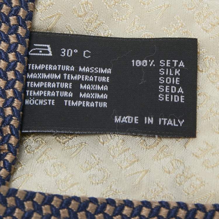 Pre Owned Versace Navy Blue Patterned Silk Jacquard Tie