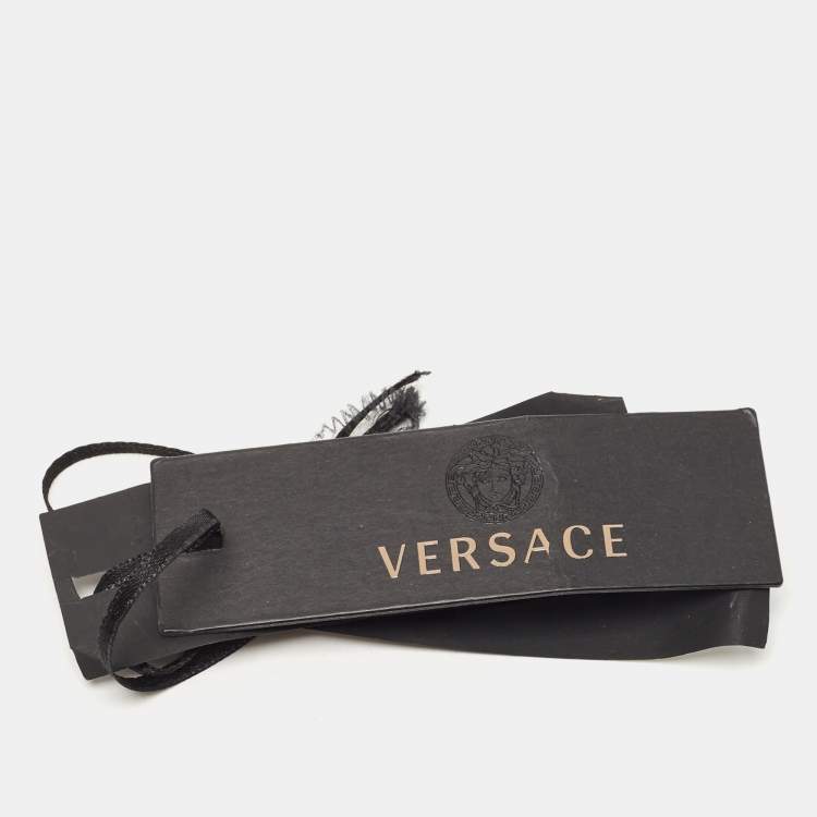 Pre Owned Versace Black Barocco Embossed Leather Medusa Buckle Belt 90CM