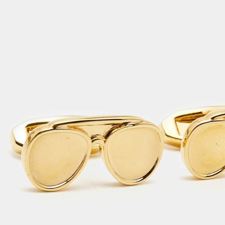 Pre Owned Versace Gold Tone Toggle Cufflinks
