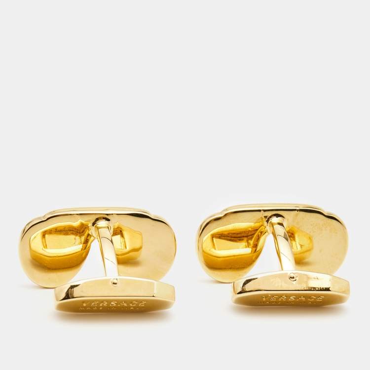 Pre Owned Versace Gold Tone Toggle Cufflinks