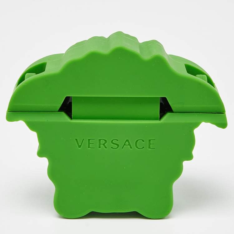 Pre Owned Versace Green Rubber La Medusa Airpods Case