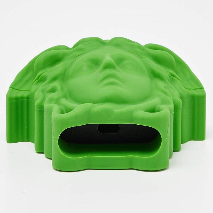 Pre Owned Versace Green Rubber La Medusa Airpods Case
