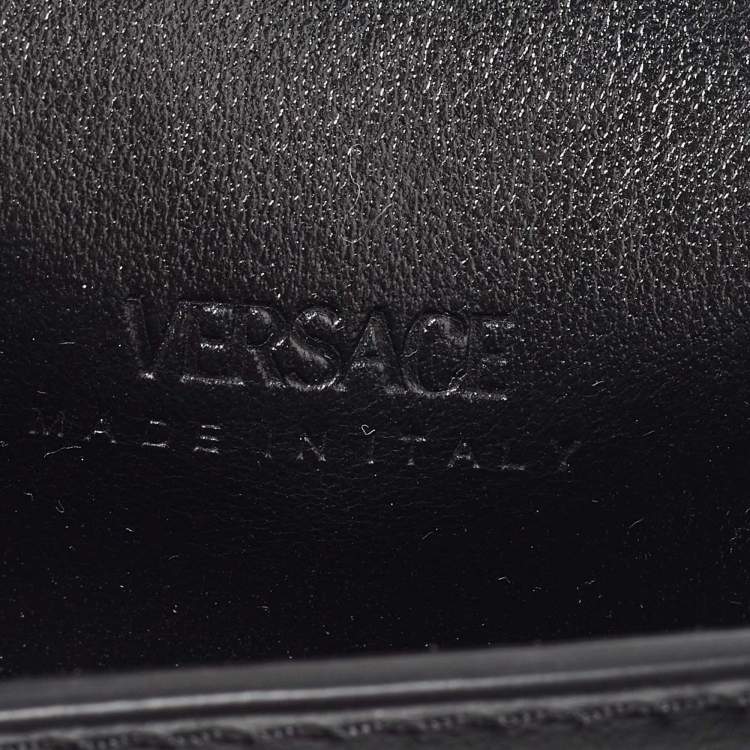 Pre Owned Versace Black/Grey Jacquard Coated Canvas and Leather Airpods Case