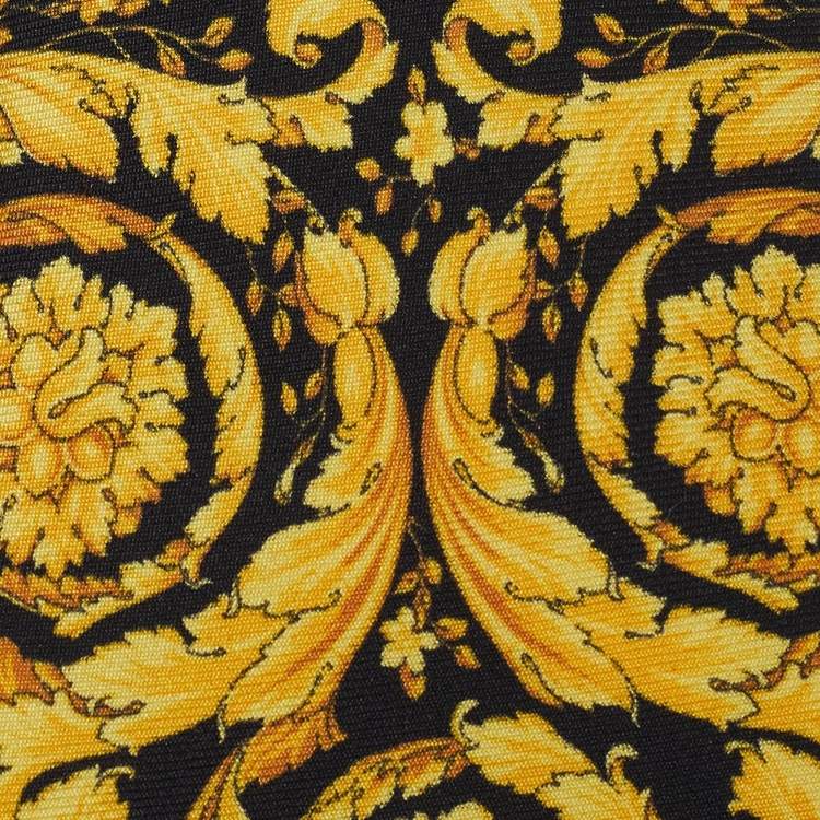 Pre Owned Versace  Black Baroque Printed Silk Slim Tie