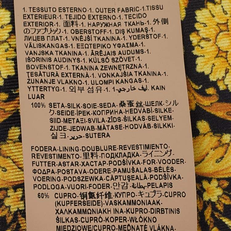 Pre Owned Versace  Black Baroque Printed Silk Slim Tie