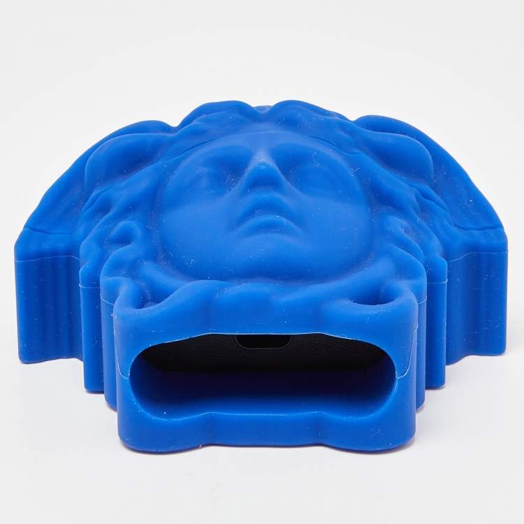 Pre Owned Versace Blue Rubber La Medusa Airpods Case