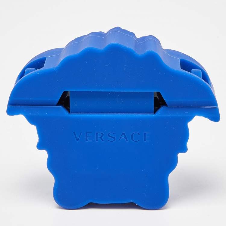 Pre Owned Versace Blue Rubber La Medusa Airpods Case