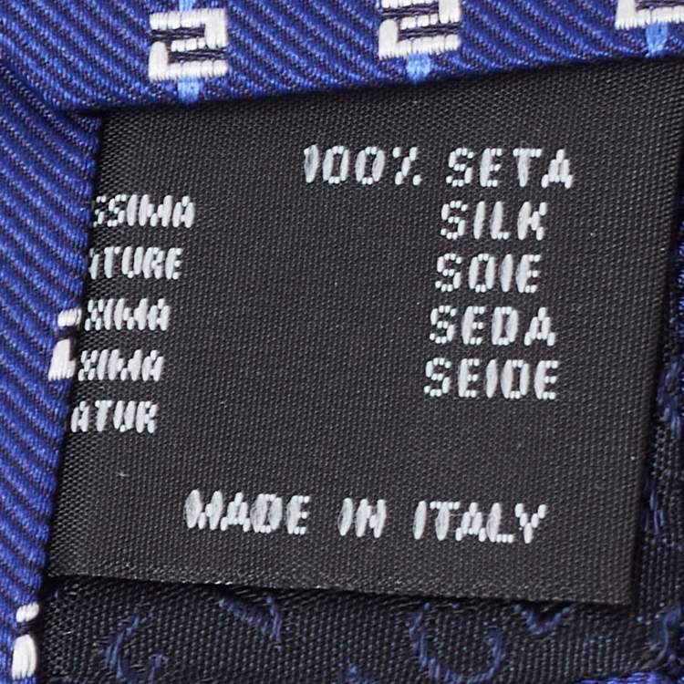 Pre Owned Versace Blue Diagonal Greek Pattern Silk Tie