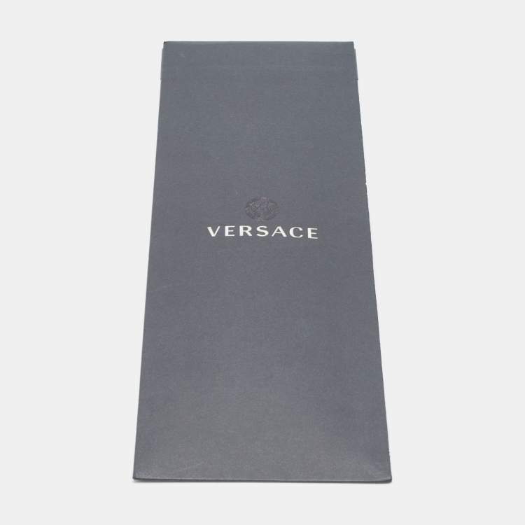 Pre Owned Versace Blue Diagonal Greek Pattern Silk Tie