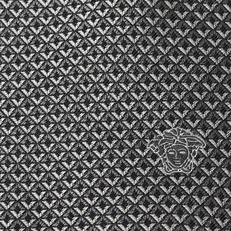 Pre Owned Versace Grey Diamond Pattern Silk Tie