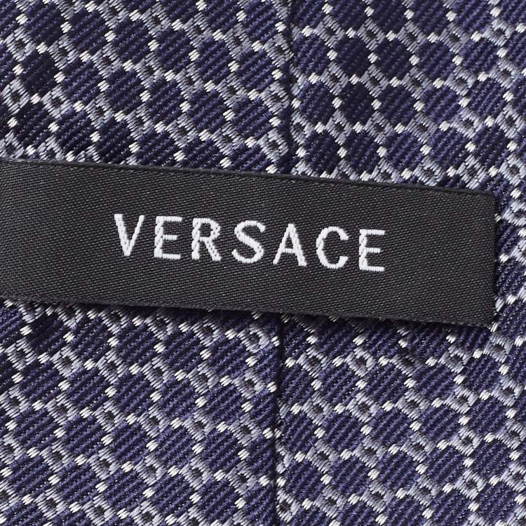 Pre Owned Versace Blue Dot Pattern Silk Tie