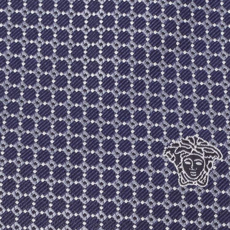 Pre Owned Versace Blue Dot Pattern Silk Tie