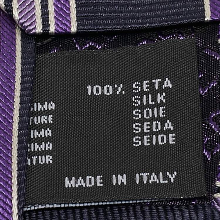 Pre Owned Versace Navy Blue Diagonal Striped Silk Tie