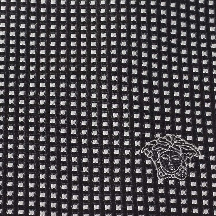 Pre Owned Versace Monochrome Square Pattern Silk Tie