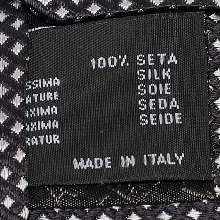 Pre Owned Versace Monochrome Square Pattern Silk Tie