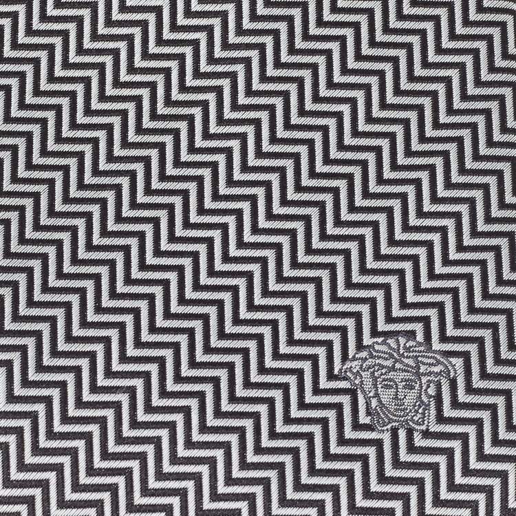 Pre Owned Versace Monochrome Zig Zag Pattern Silk Tie