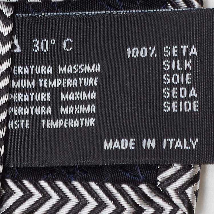 Pre Owned Versace Monochrome Zig Zag Pattern Silk Tie