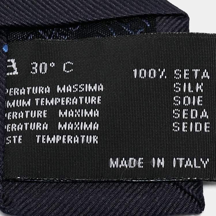 Pre Owned Versace Navy Blue Dotted Square Patterned Silk Tie 