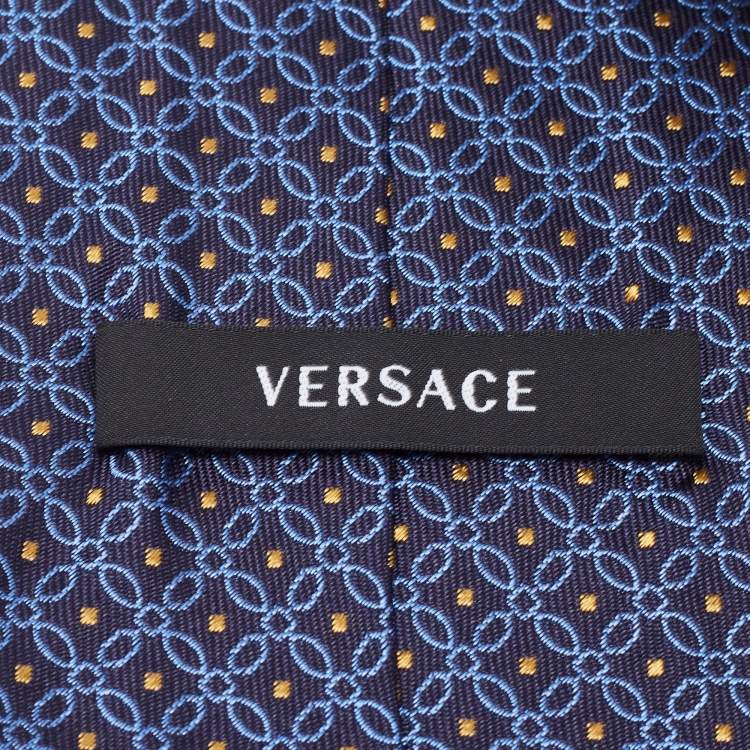 Pre Owned Versace Blue Patterned Silk Tie