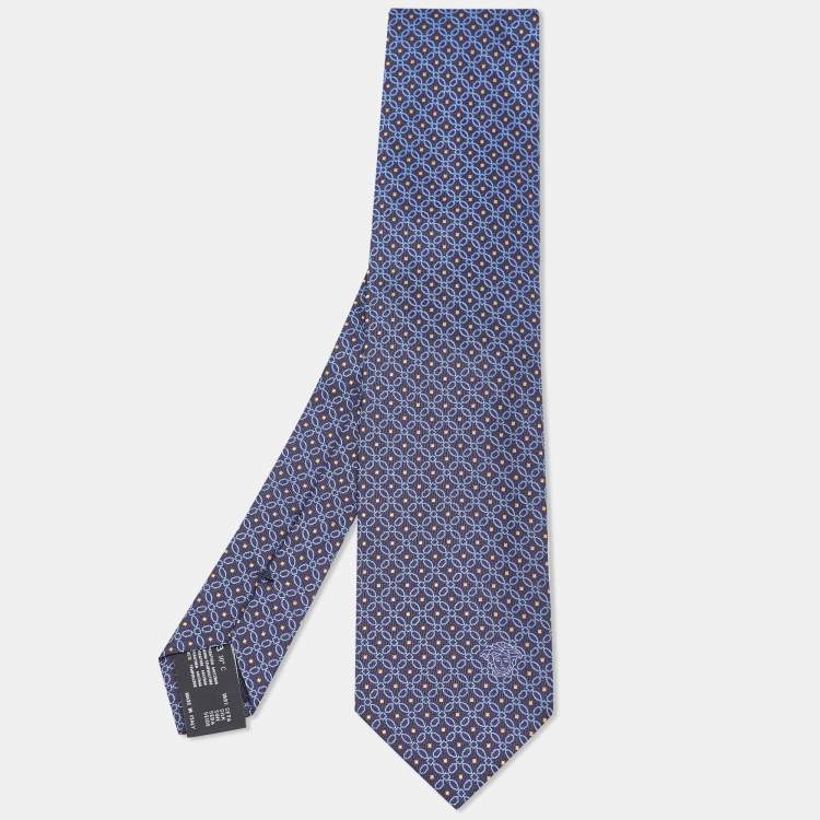 Pre Owned Versace Blue Patterned Silk Tie