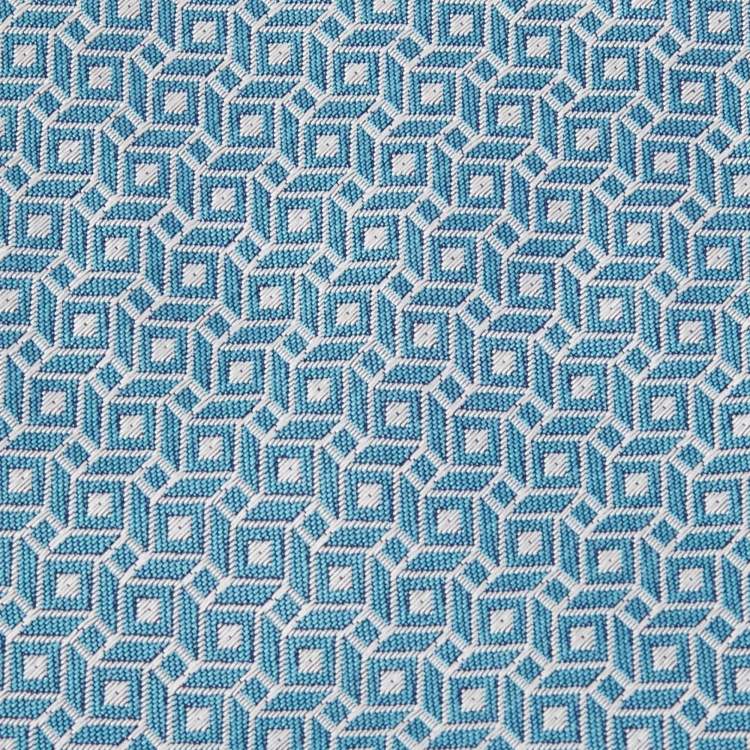 Pre Owned Versace Blue Geometric Pattern Jacquard Silk Tie