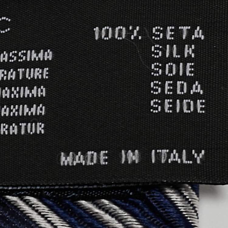 Pre Owned Versace Navy Blue Striped Silk Tie