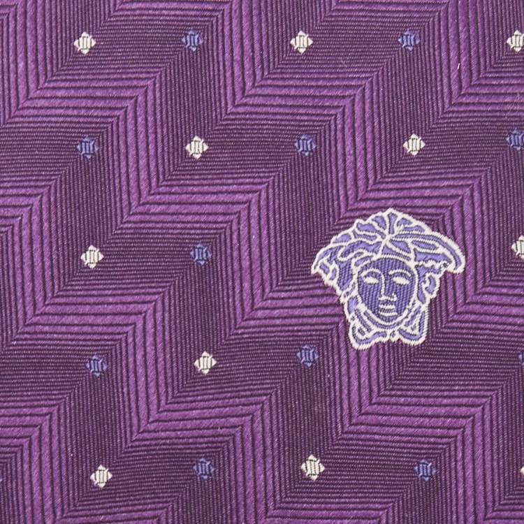 Pre Owned  Versace Purple Dotted Silk Tie