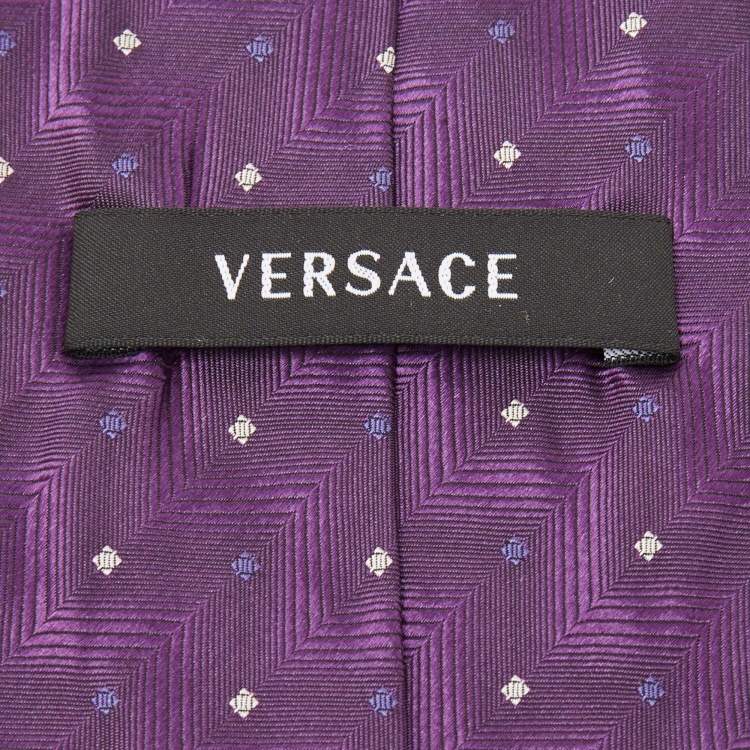 Pre Owned  Versace Purple Dotted Silk Tie