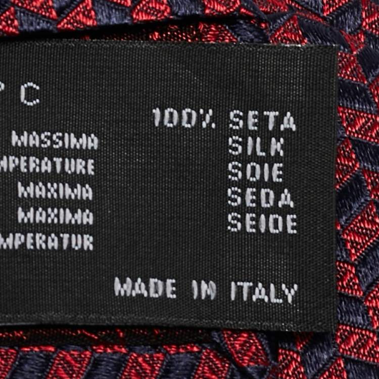 Pre Owned Versace Red/Navy Blue Patterned Silk Tie