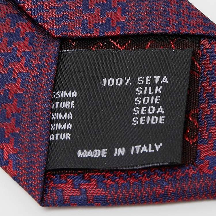 Pre Owned Versace Red/Navy Blue Patterned Silk Tie