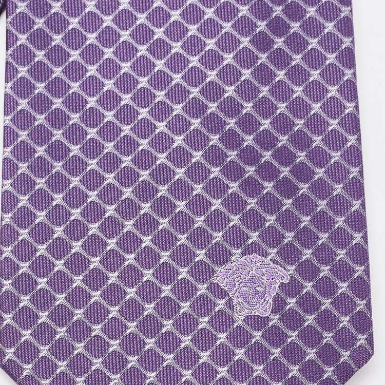 Pre Owned Versace Purple Patterned Silk Tie