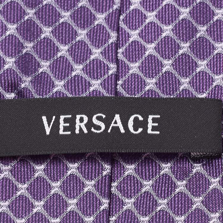 Pre Owned Versace Purple Patterned Silk Tie