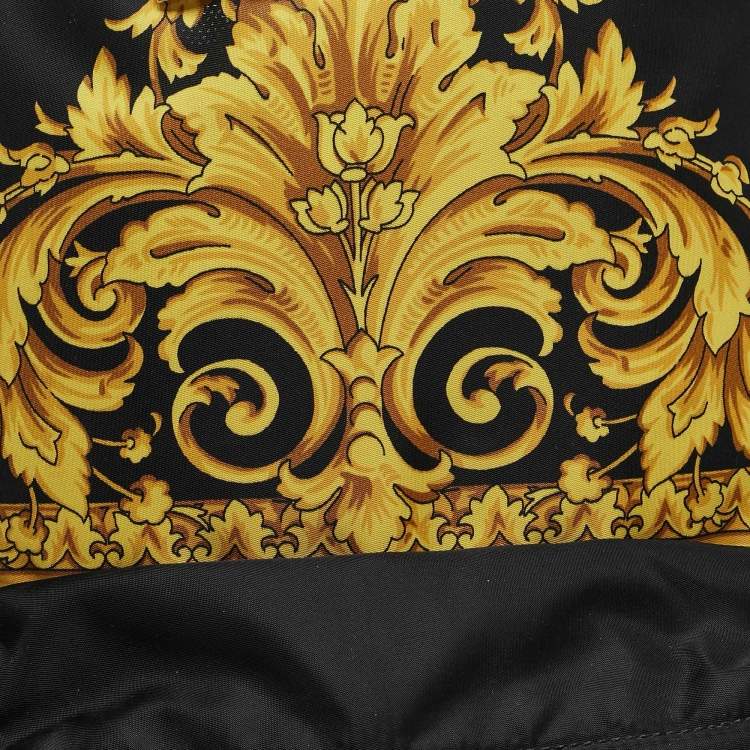 Pre Owned Versace Black/Yellow Baroque Nylon and Leather Medusa Backpack